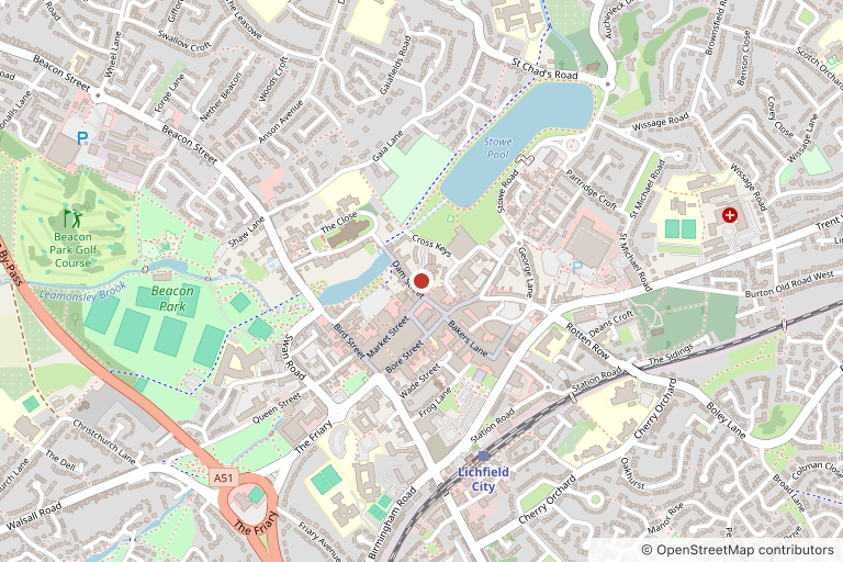 Map showing where Marlow & Vine is, in Lichfield